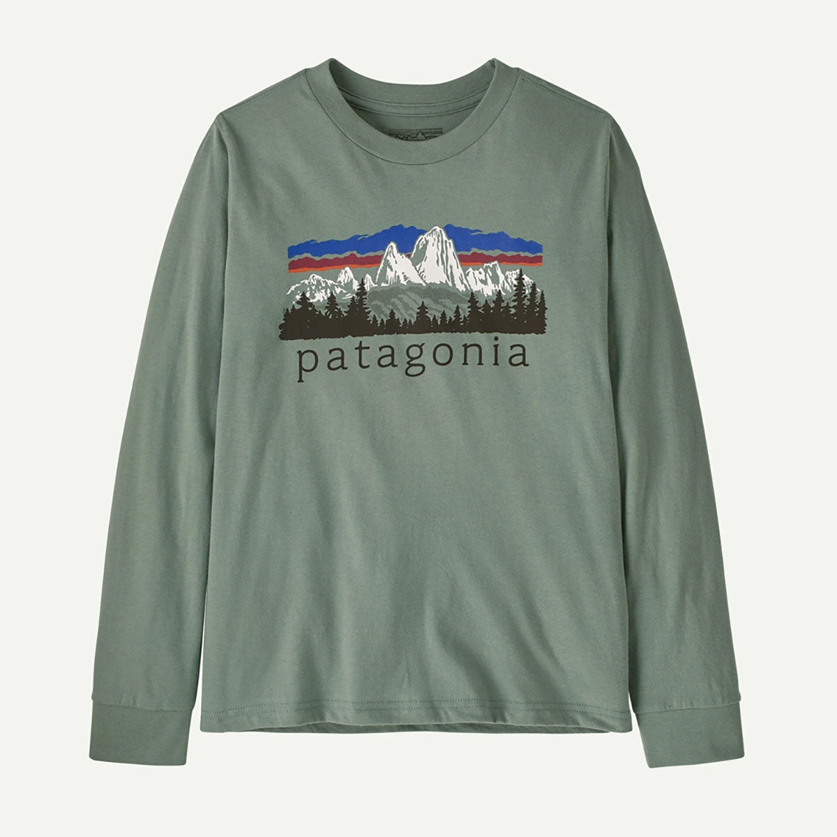Patagonia Kids Long-Sleeved Graphic T-Shirt Fitz Roy Foothills: Cover Green