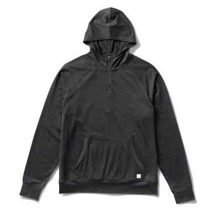 Vuori Mens Ponto Performane 1/2 Zip Hoodie HBK Black Heather