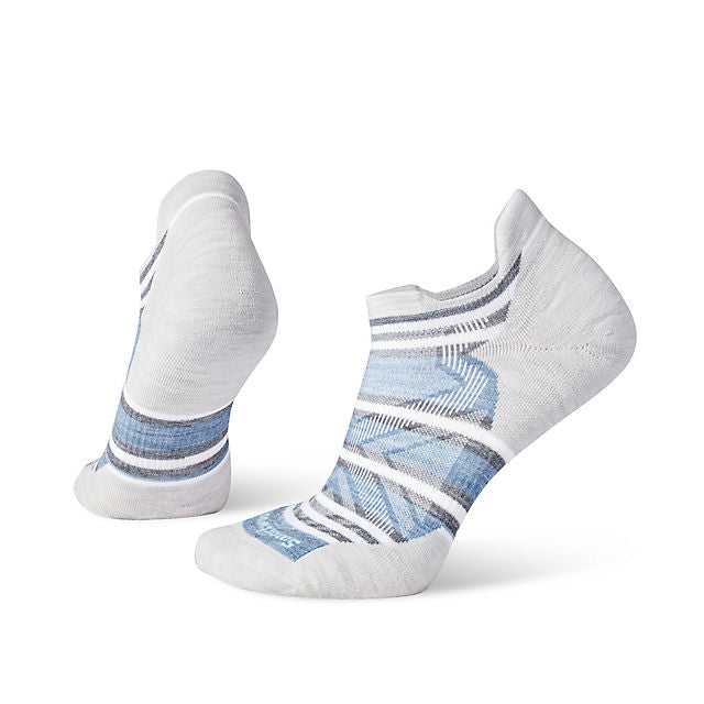 Smartwool Women's Run Targeted Cushion Stripe Low Ankle Socks G61 Mist Blue