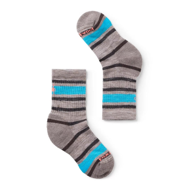 Smartwool Kids' Hike Light Cushion Striped Crew Socks 880 Fossil