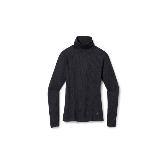 Smartwool Wome&#39;s Thermal Merino Rib Turtleneck 010 Charcoal Heather