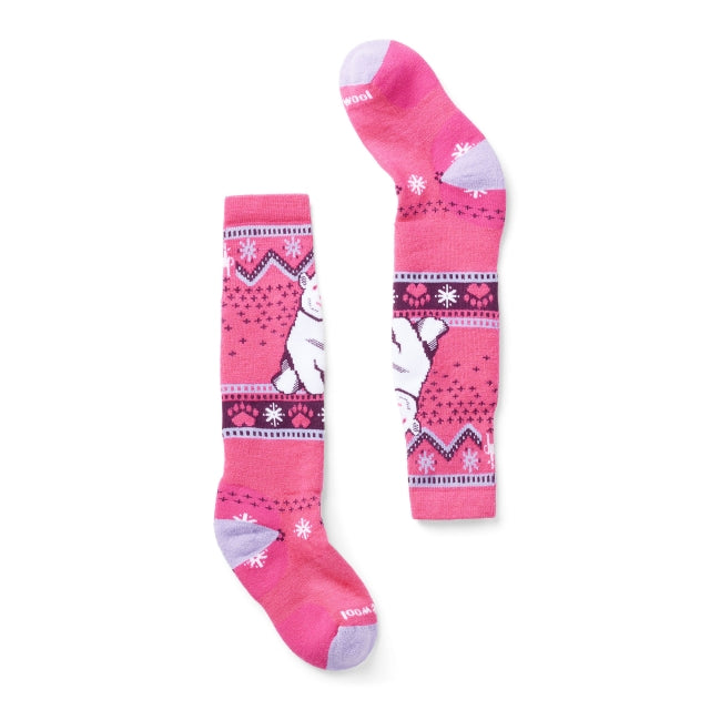 Smartwool Kids' Wintersport Full Cushion Polar Bear Pattern Over The Calf Socks 89 Power Pink / L