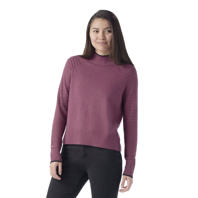 Smartwool W Edgewood Mock Neck Sweater N97 Garden Pink/Eggplant