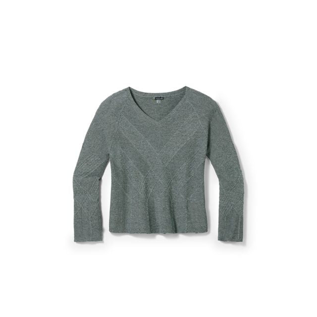 Smartwool Women&#39;s Shadow Pine Cable V-Neck Sweater K83 North Woods/Beached Aqua arl / M