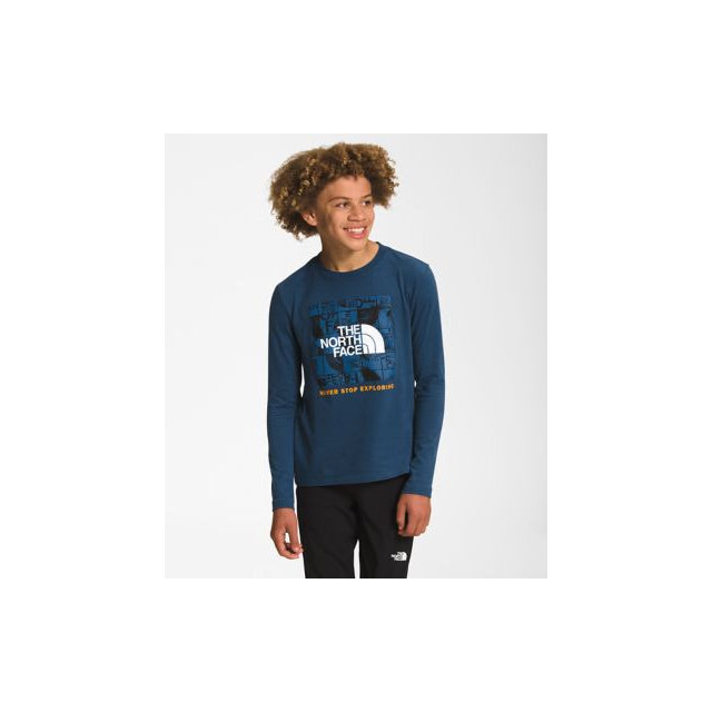 The North Face Boys&#39; Long-Sleeve Graphic Tee HDC Shady Blue