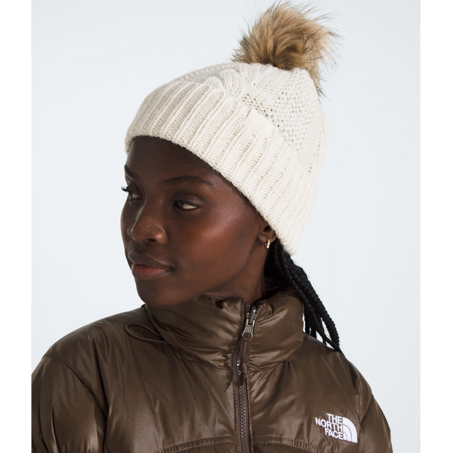 The North Face W Oh Mega Fur Pom Beanie QLI White Dune