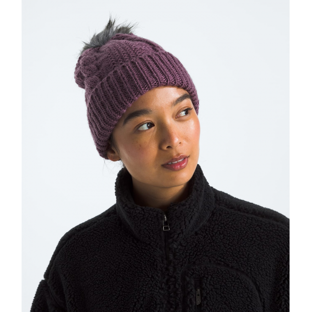 The North Face W Oh Mega Fur Pom Beanie 1NI Midnight Mauve