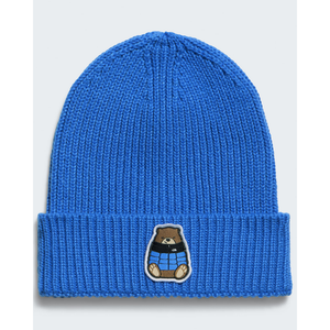 The North Face K TNF Logo Box Cuffed Beanie YHE Active Blue/Nuptse Bear Patch