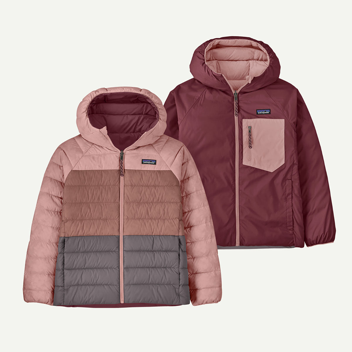 Patagonia Kids Reversible Down Sweater Hoody Fuzzy Mauve