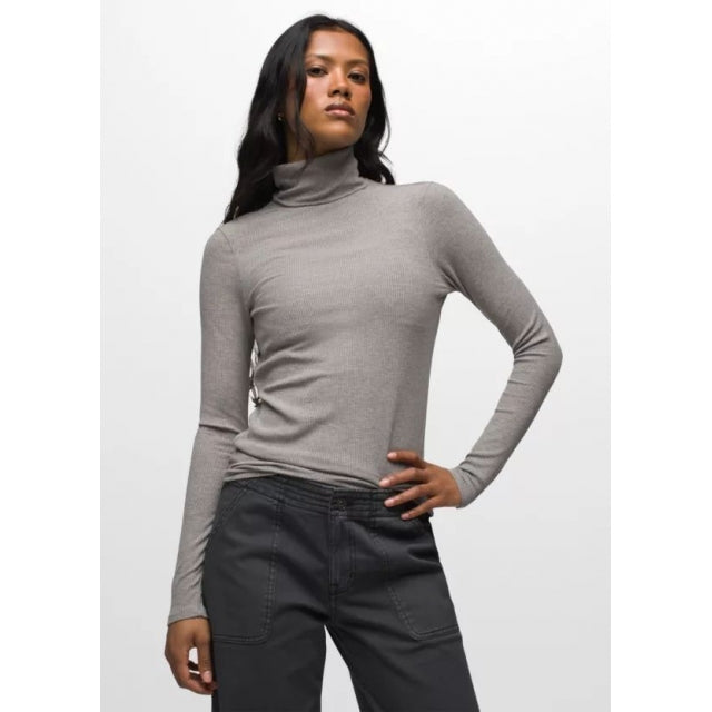 Prana Women&#39;s Foundation Rib Turtleneck 020 Heather Grey