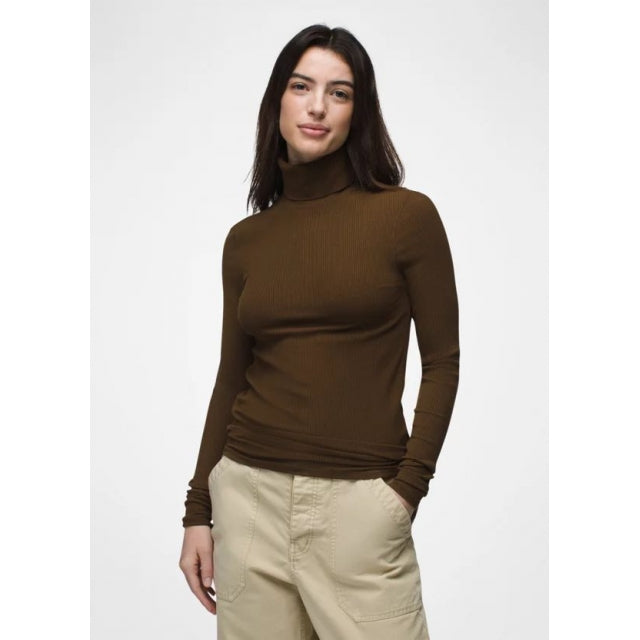 Prana Women&#39;s Foundation Rib Turtleneck 200 Rich Earth Heather