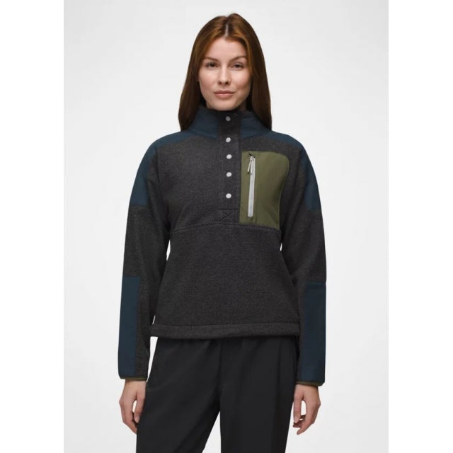 Prana W PrAna Peak Snap Up Fleece 020 Charcoal/tormy Night / S