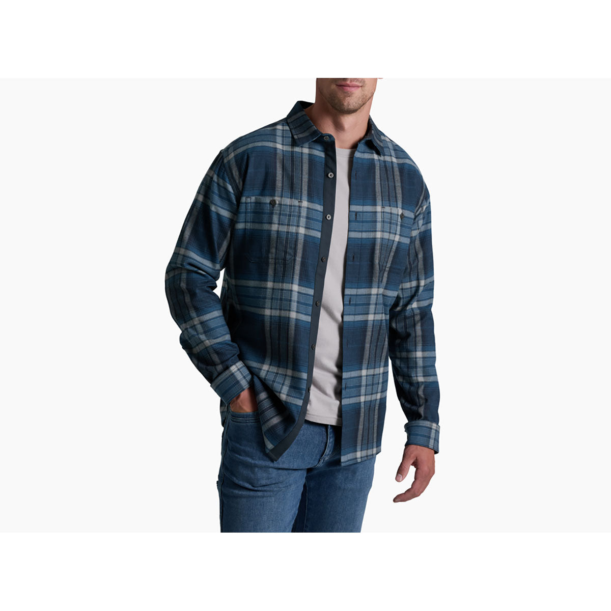Kuhl Mens Fugitive Flannel Shirt Blue Ridge