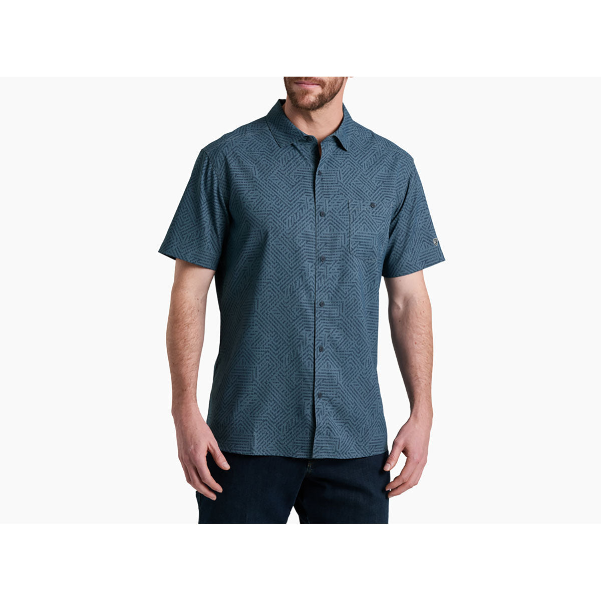 Kuhl Mens Persuadr Short Sleeve Charcoal Blue