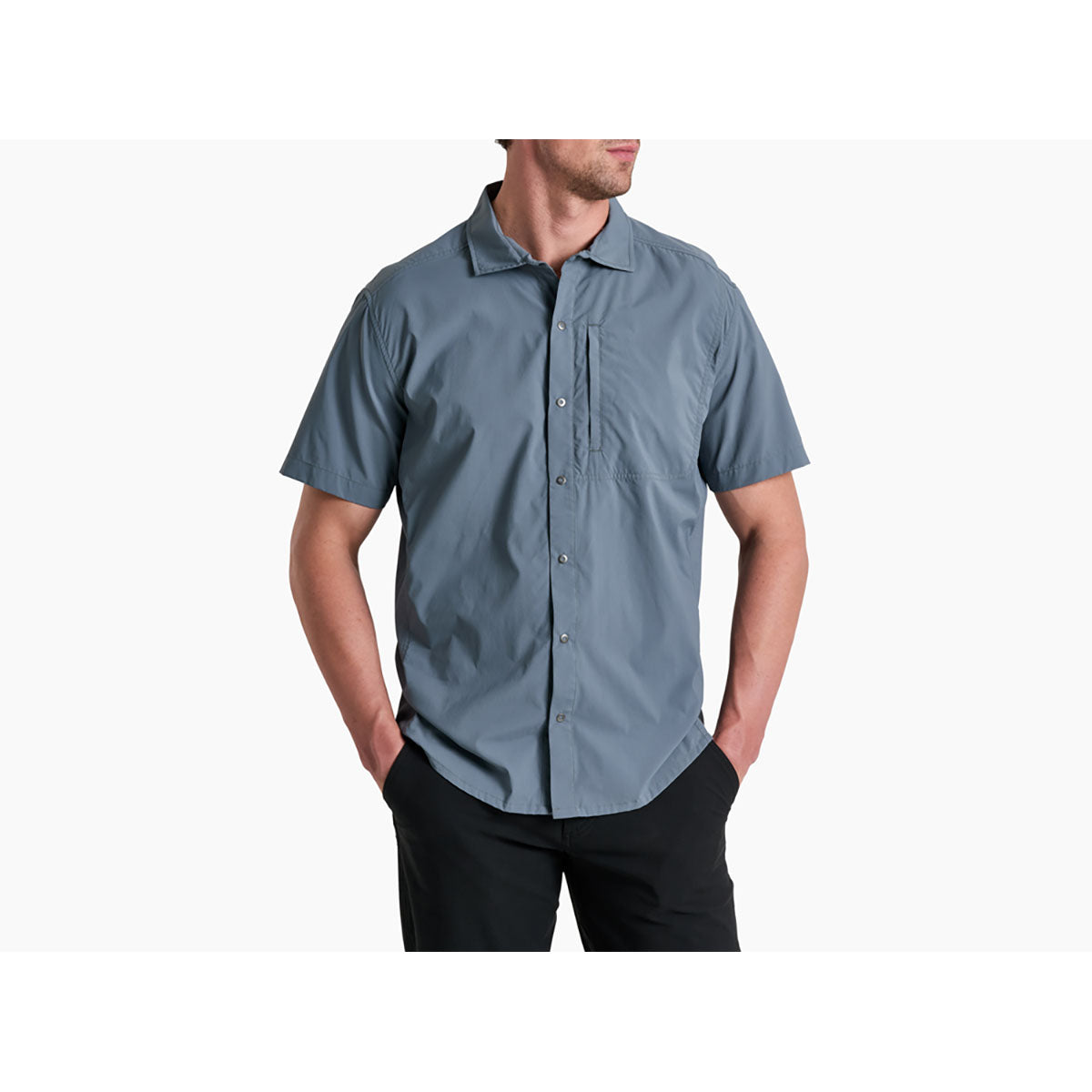 Kuhl Mens Driftr Short Sleeve Charcoal Blue