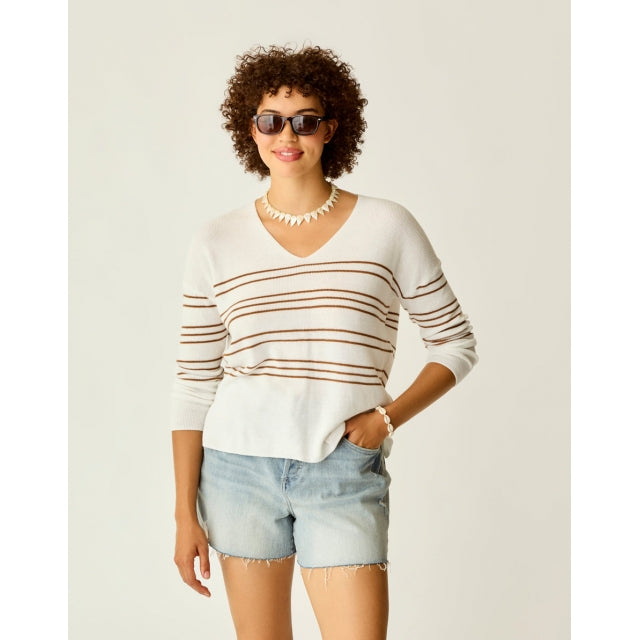 Carve Designs Womens Zella Pullover Neutral Stripe
