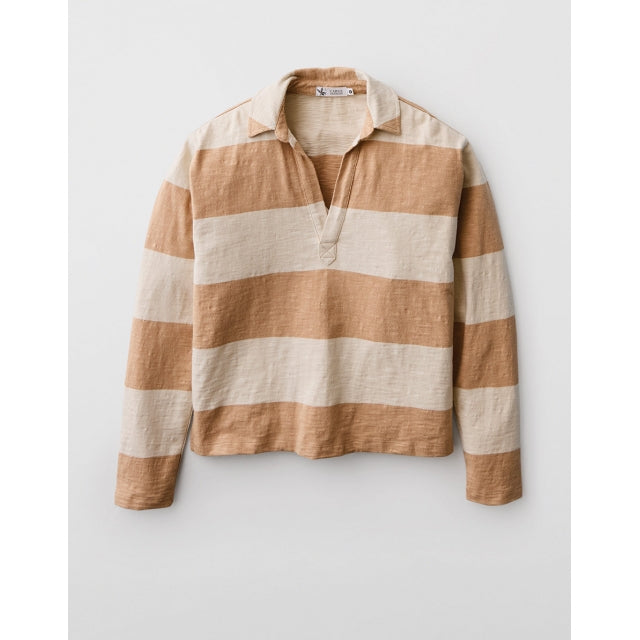 Carve Designs Womens Mara Slub Polo Biscuit tripe / S