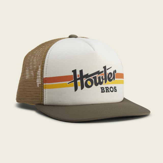 Howler Brothers Los Hermanos Badge Snapback STO Electric Stripe : Stone/Brown/Gold