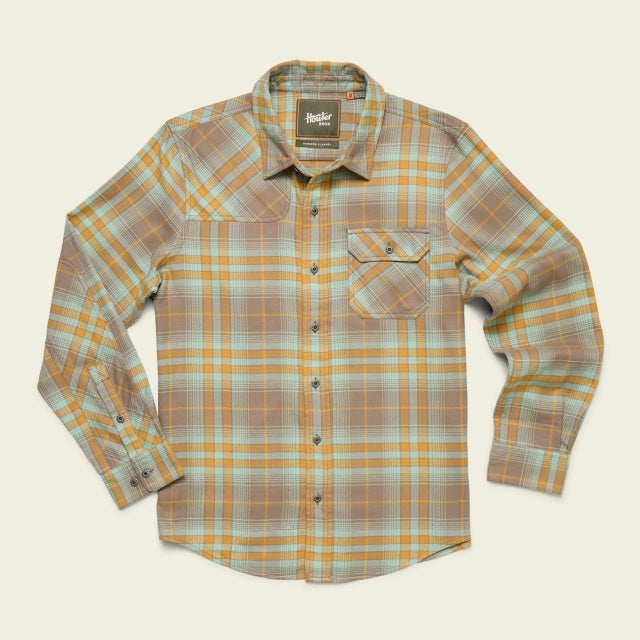 Howler Brothers Mens Harkers Flannel Shirt TAU Kempton Plaid: Taupe