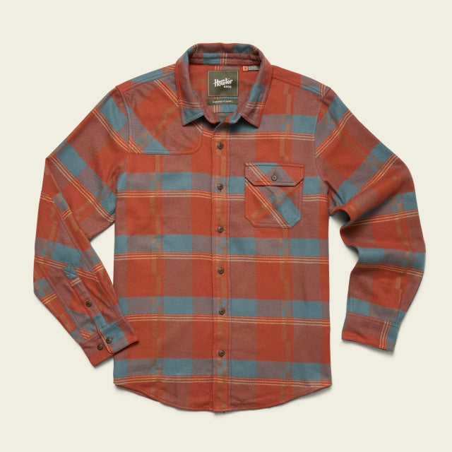 Howler Brothers Mens Harkers Flannel Shirt BAC Backdrop Plaid: Terracotta