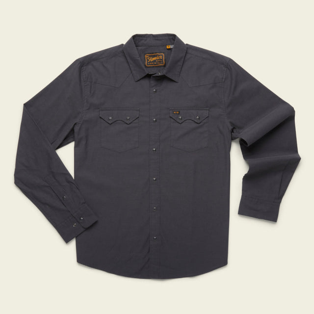 Howler Brothers Mens Crosscut Snapshirt Midnight Chambray