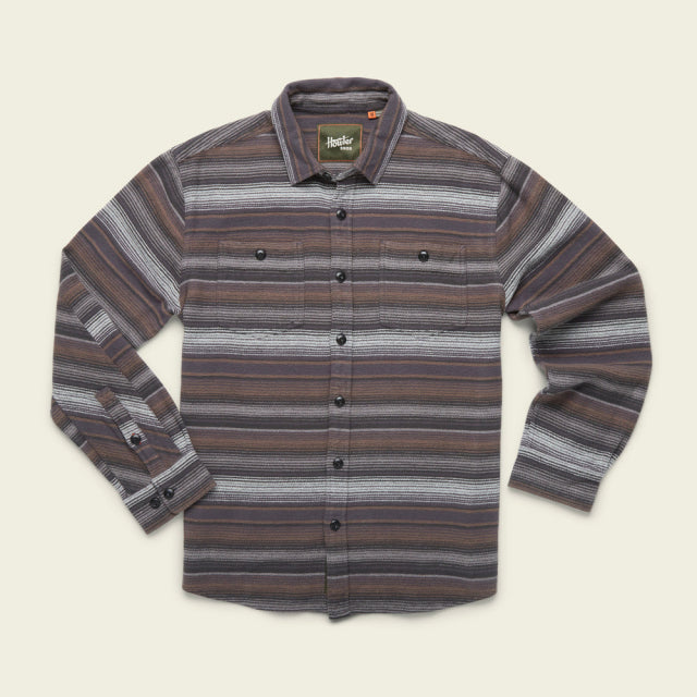 Howler Brothers Mens Rodanthe Blanket Flannel SAN Skyline Stripe: Sangria