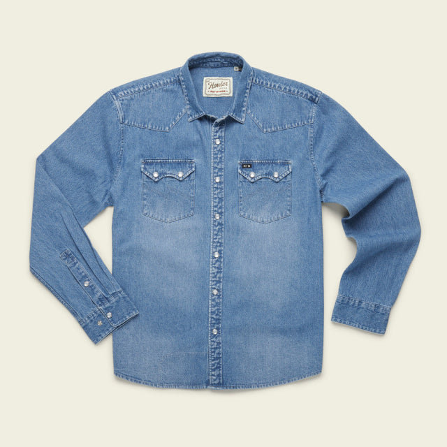 Howler Brothers Mens Dust Up Denim Snapshirt SHA Shaver edium Wash / M