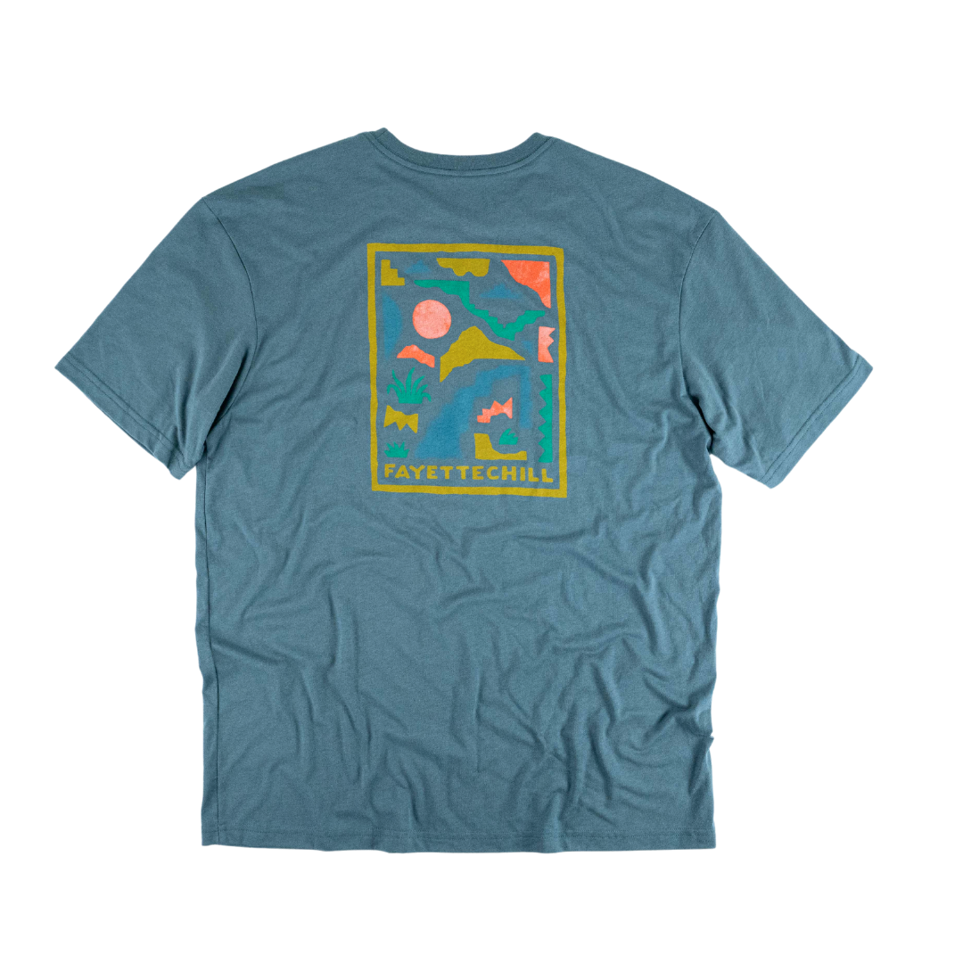 Fayettechill Abstract Ozark - Short Sleeve Granite Peak Blue