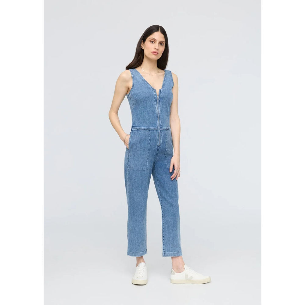DU/ER Womens Performance Denim Jumpsuit ight Stone / L