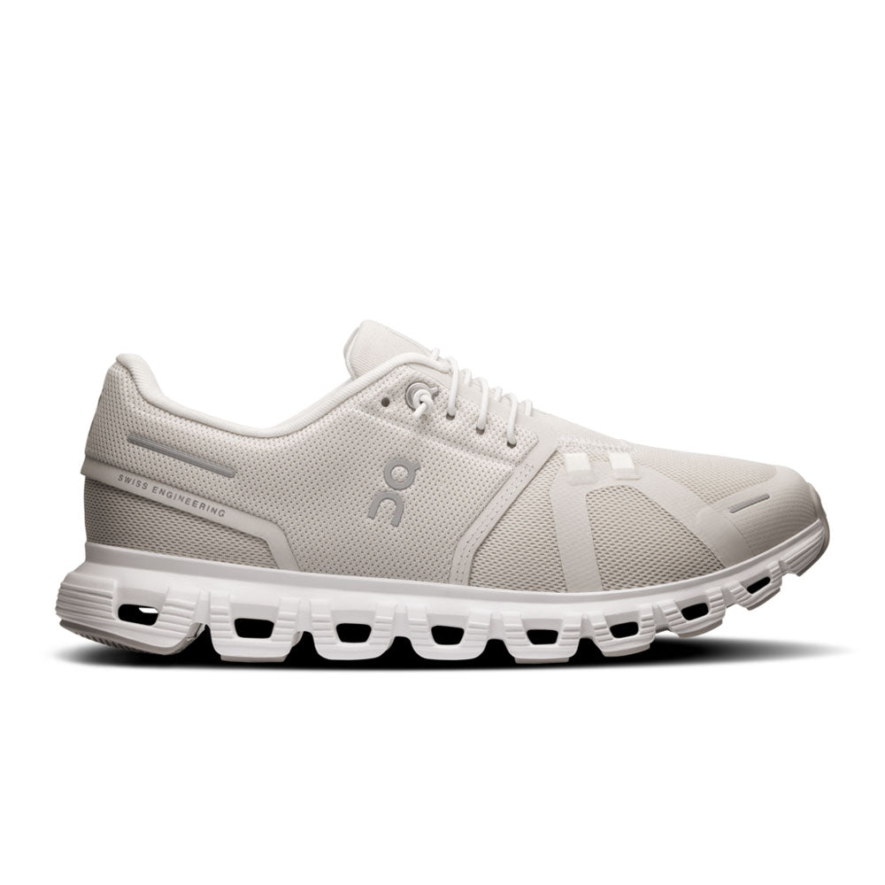 On Running Womens Cloud 6 Wide Pearl | White