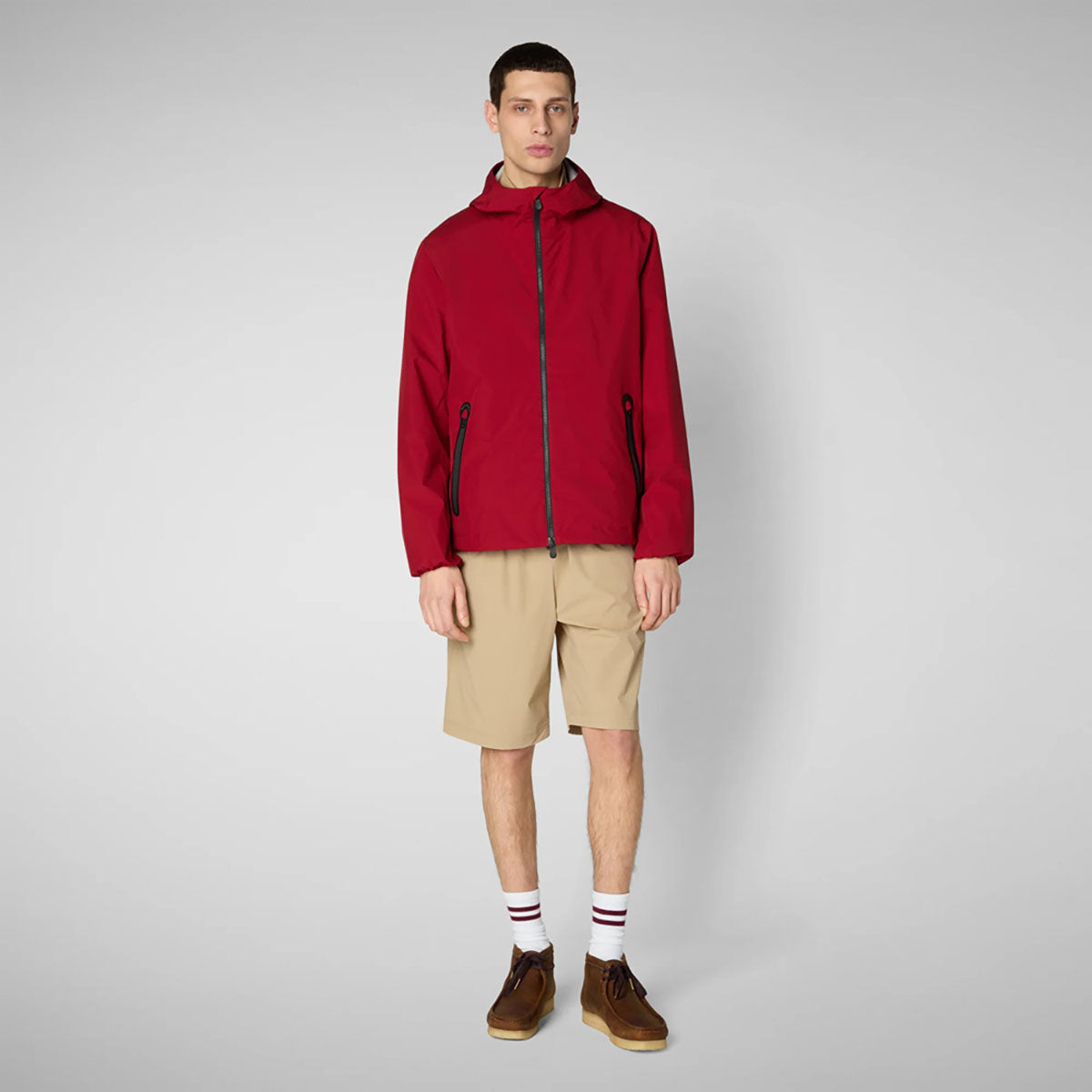 Save the Duck Mens Drop Hooded Jacket Dark Red