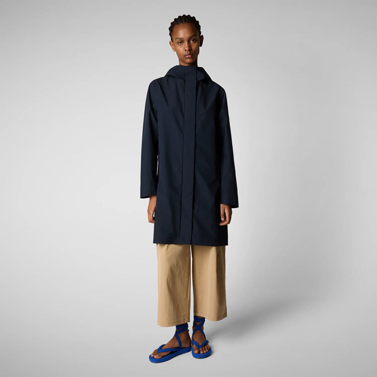 Save the Duck Womens Maya Hooded Coat Blue Black