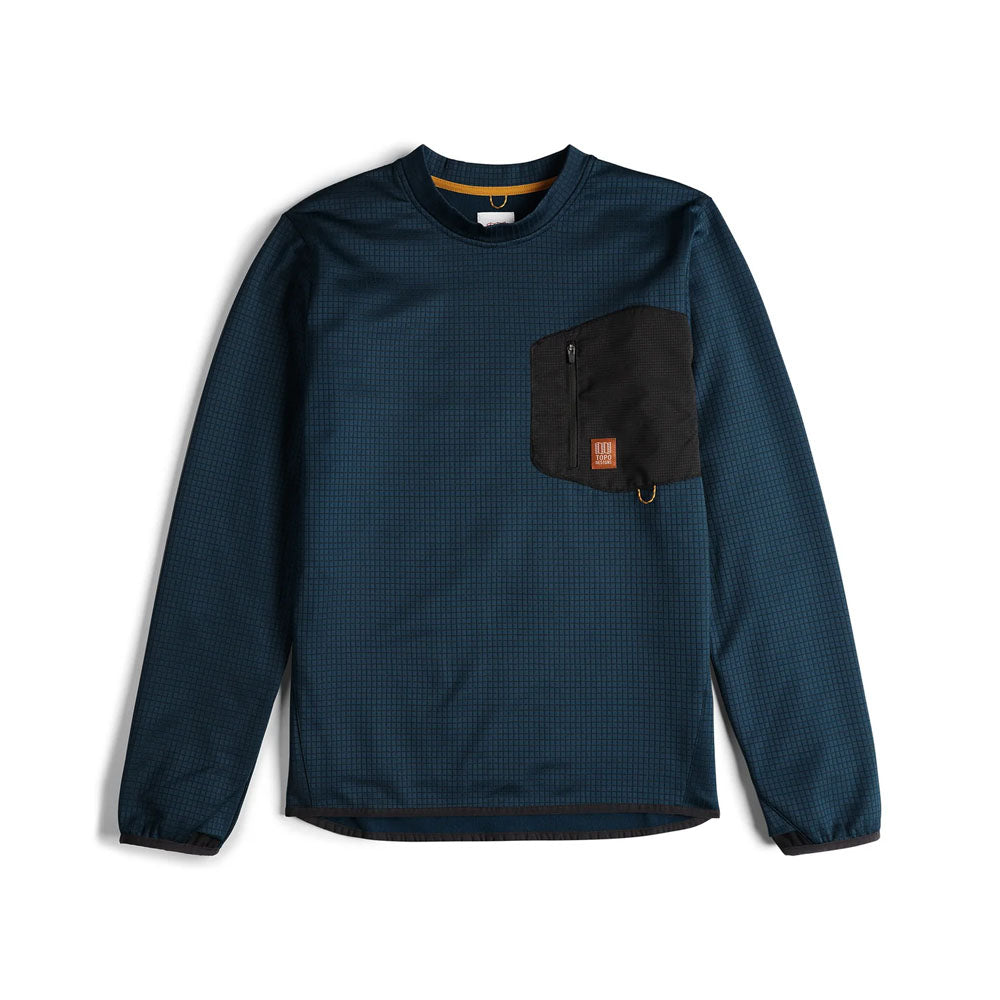 Topo Designs Mens Global Midlayer Crew Pond Blue