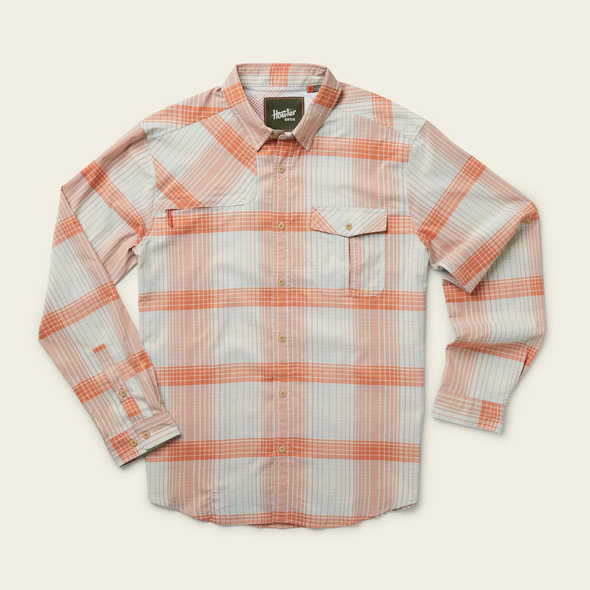 Howler Brothers Men's Matagorda Longsleeve Shirt Evans Plaid: Oxide