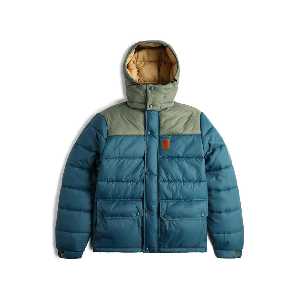 Topo Designs Mens Retro Ridge Puffer Jacket Pond Blue/Beetle