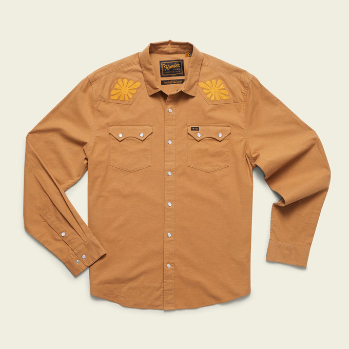 Howler Brothers Mens Crosscut Deluxe Snapshirt SOL El Sol: Gold