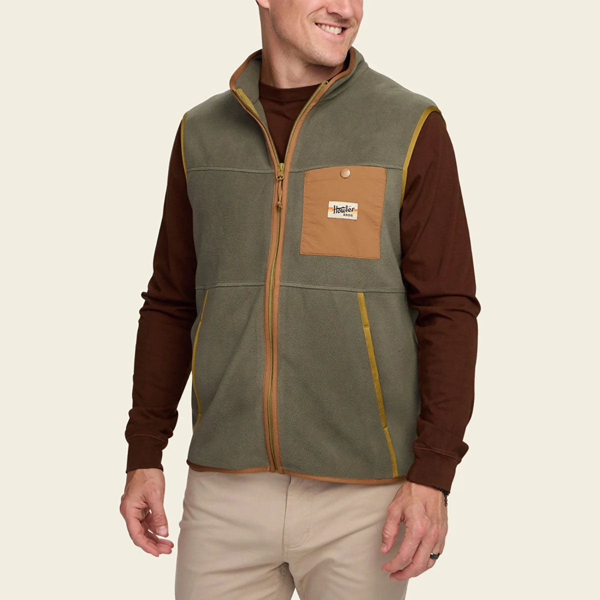 Howler Brothers Mens Free Range Fleece Vest Oregano