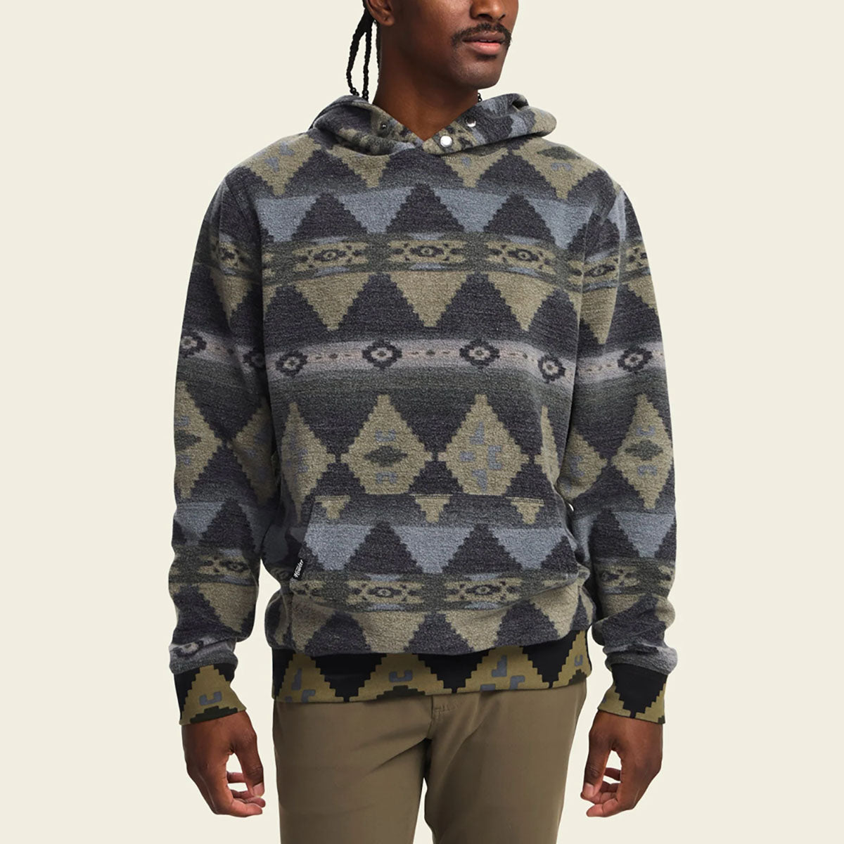 Howler Brothers Mens Tajima Pullover Mitla Motifs : True Black