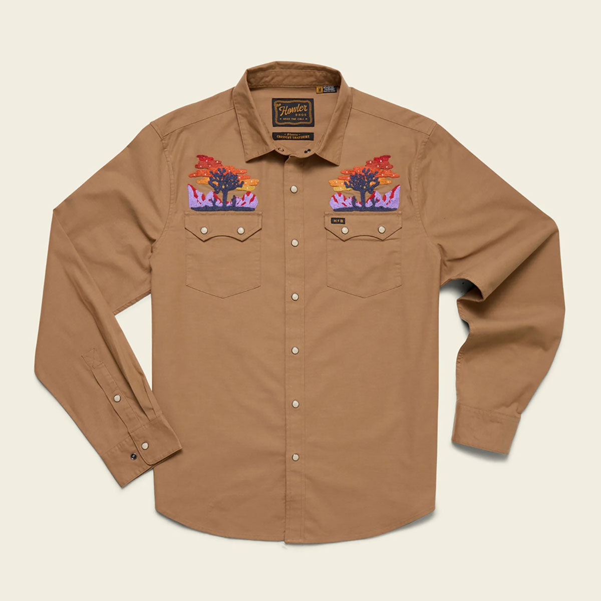 Howler Brothers Mens Crosscut Deluxe Snapshirt Yuccas : Driftwood