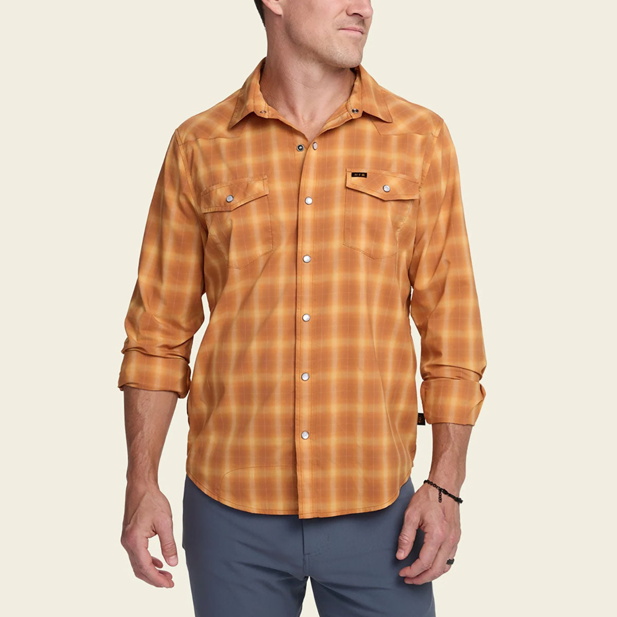 Howler Brothers Mens H Bar B Tech Longsleeve Kent Plaid : Foliage