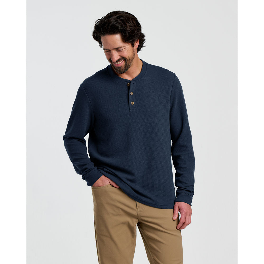Free Fly Apparel Mens Waffle Long Sleeve Henley Deep Navy