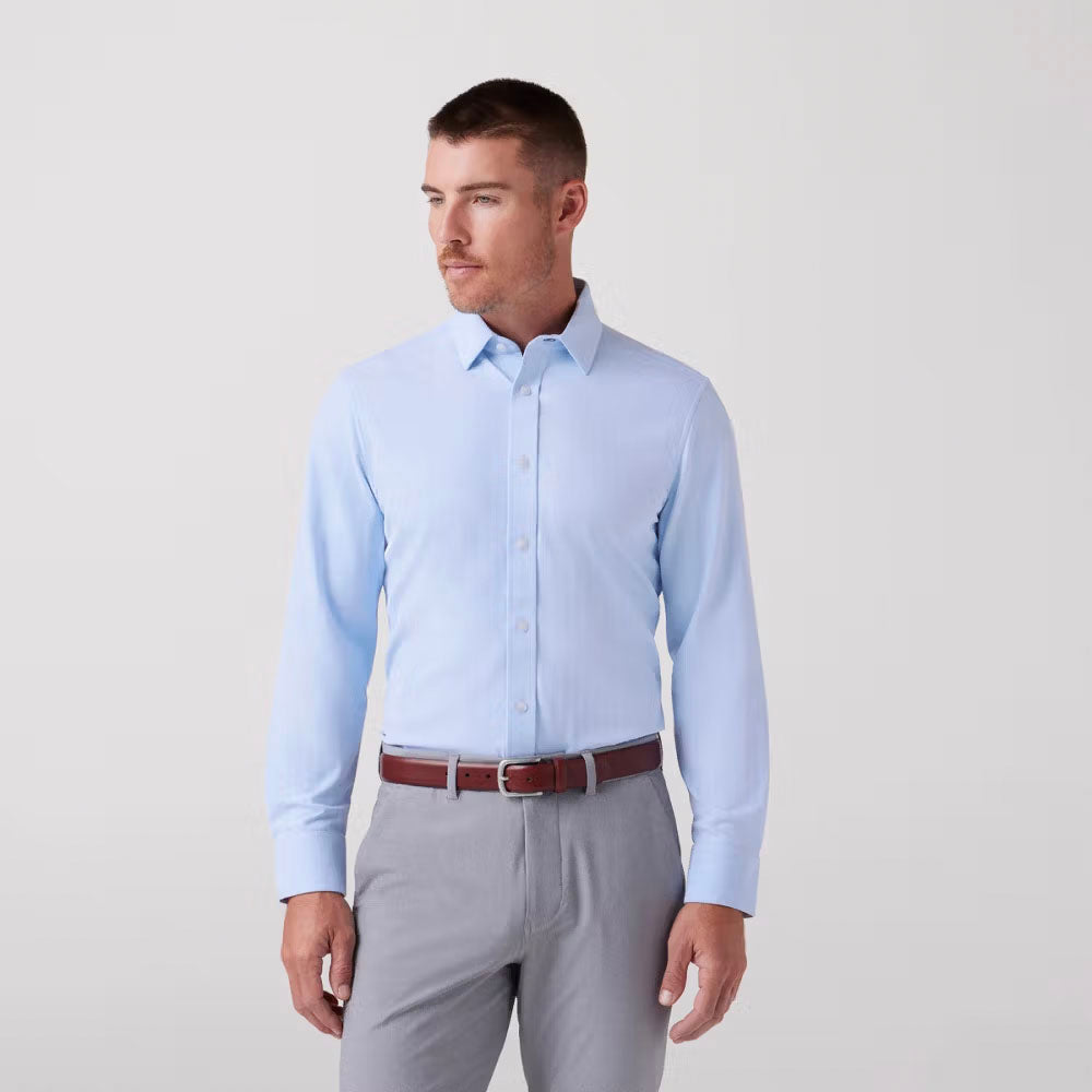 Mizzen+Main Men's Bateman Dress Shirt Light Blue Herringbone
