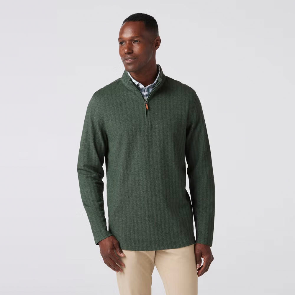 Mizzen+Main Men's KPI Quarter Zip pruce Herringbone / S