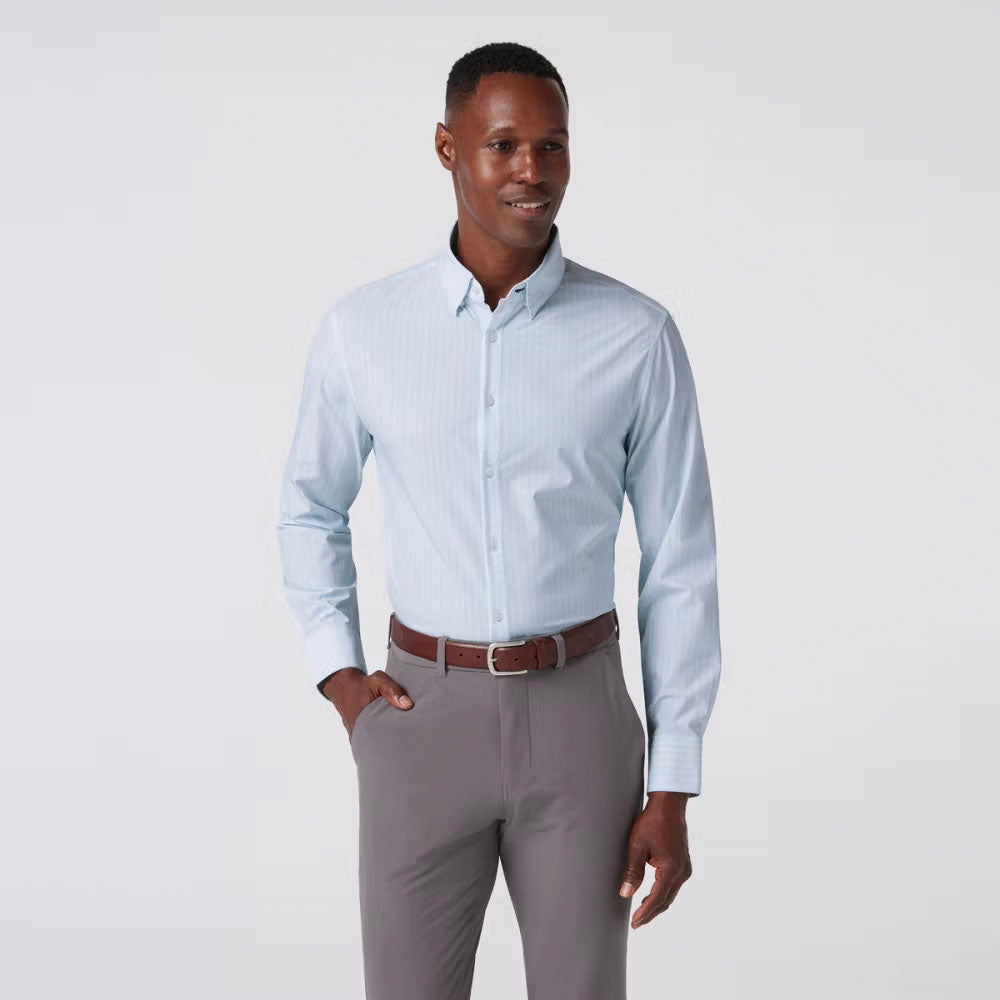 Mizzen+Main Men's Leeward Dress Shirt Sky Herringbone