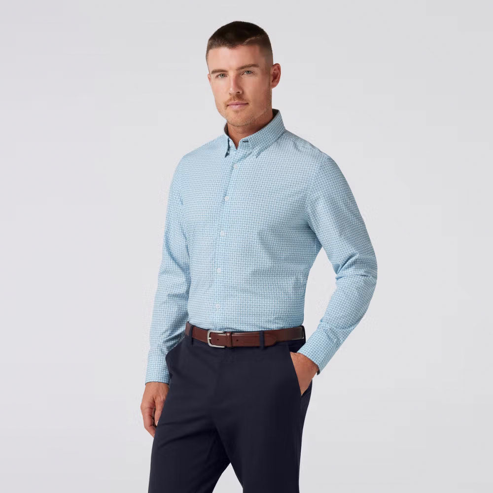 Mizzen+Main Men's Leeward Dress Shirt Steel Blue Tonal Texture
