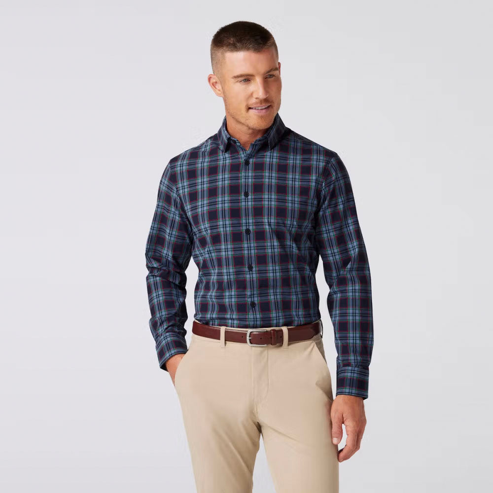 Mizzen+Main Men's Leeward Dress Shirt Navy Smith Tartan