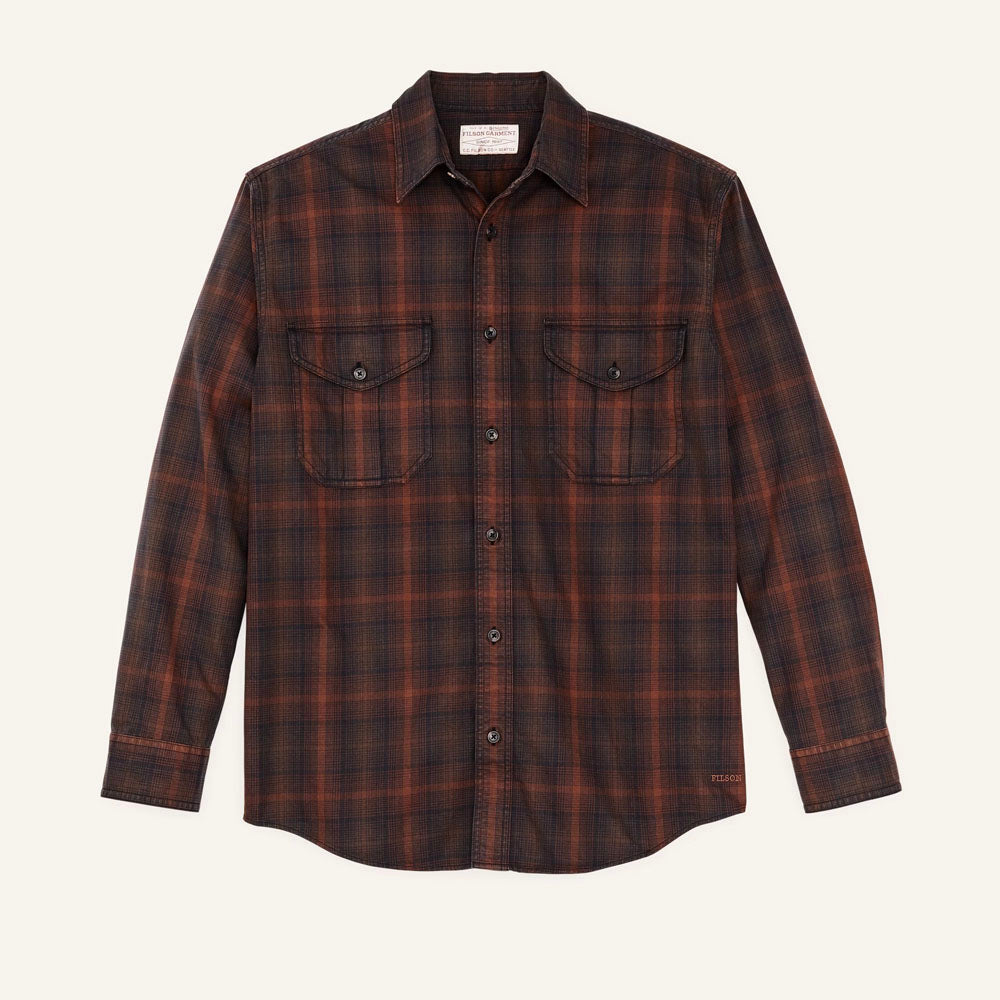 Filson Men's Lightweight Alaskan Guide Shirt Rust/Brown/Blue Ombre