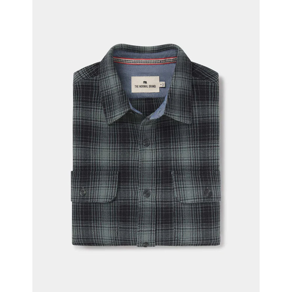 The Normal Brand Men's Mountain Overshirt Eucalyptus Plaid