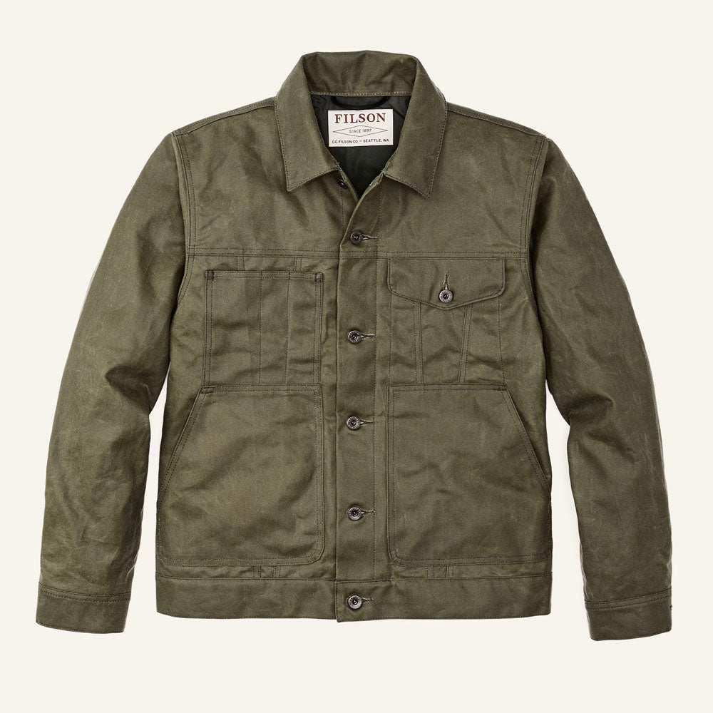 Filson Men's Tin Cloth Short Lined Cruiser Jacket Military Green