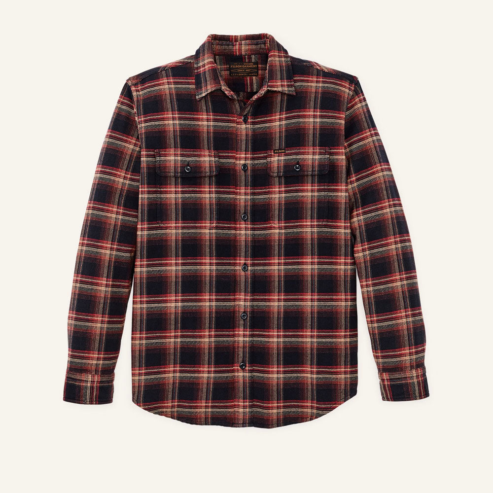 Filson Men's Vintage Flannel Work Shirt Black/Rust/Multi Plaid